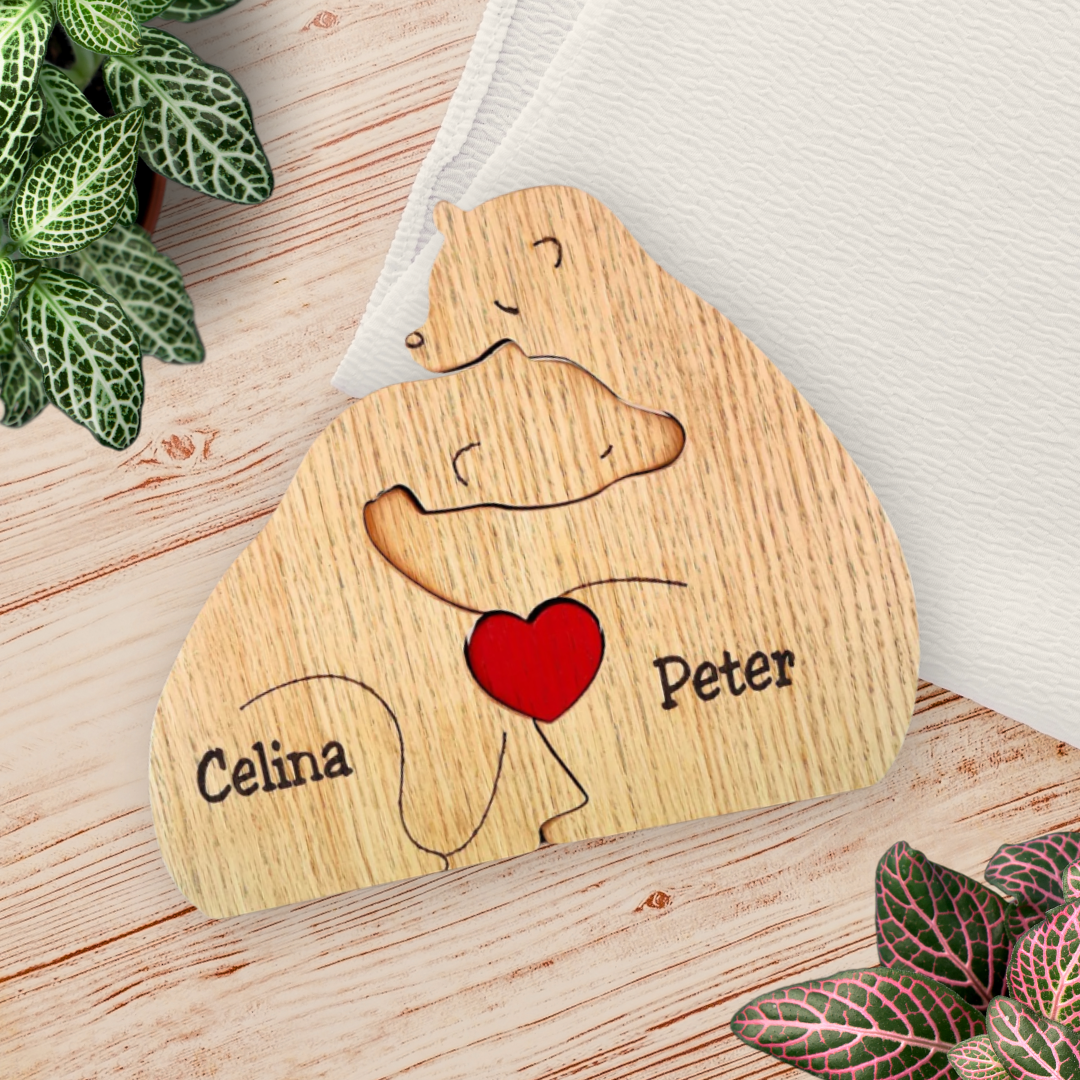 Gepersonaliseerde Houten Beren Familie Puzzel