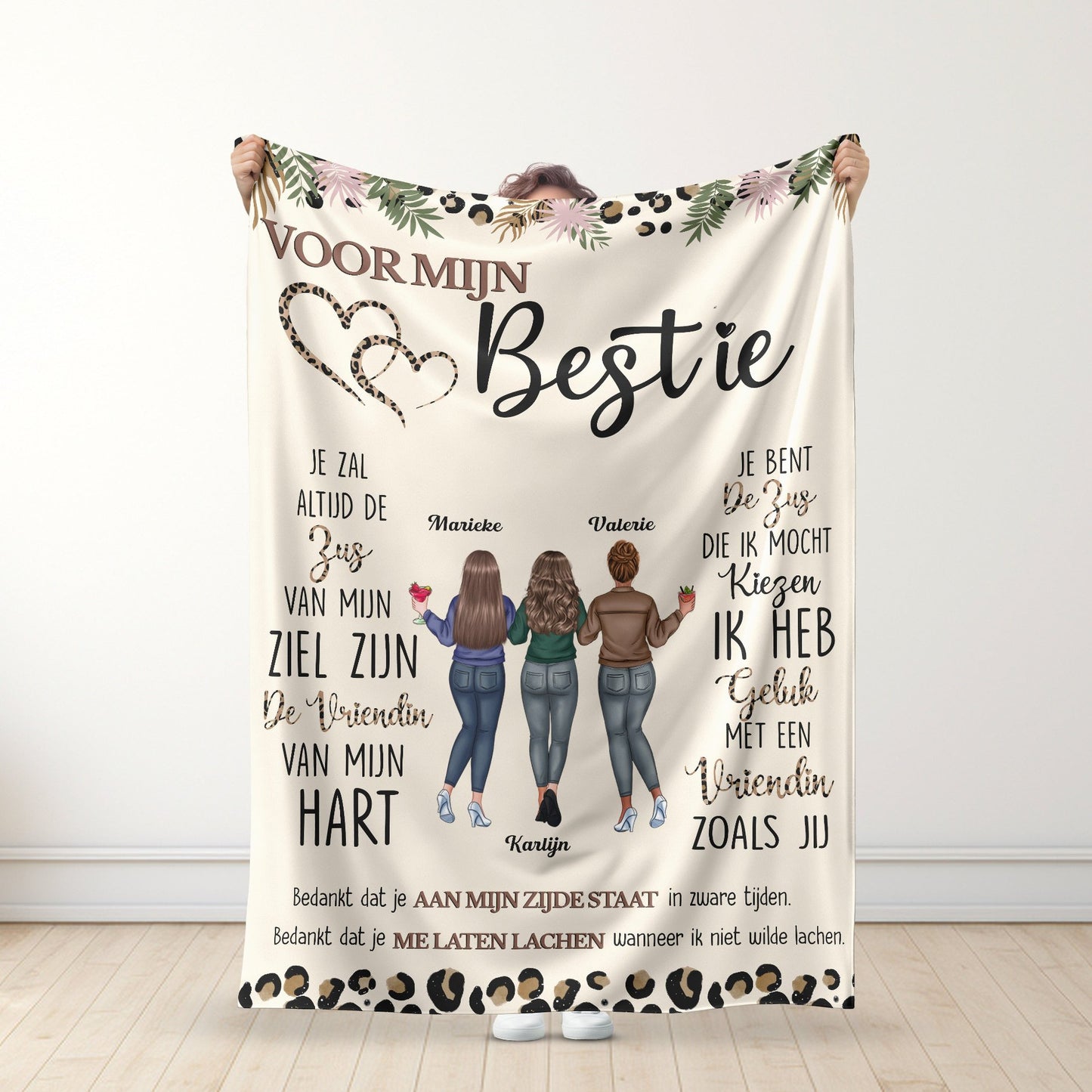Voor Mijn Beste Vriendin - Zus Van Ziel, Vriendin Van Hart - Gepersonaliseerde Premium Deken - Versie 2™