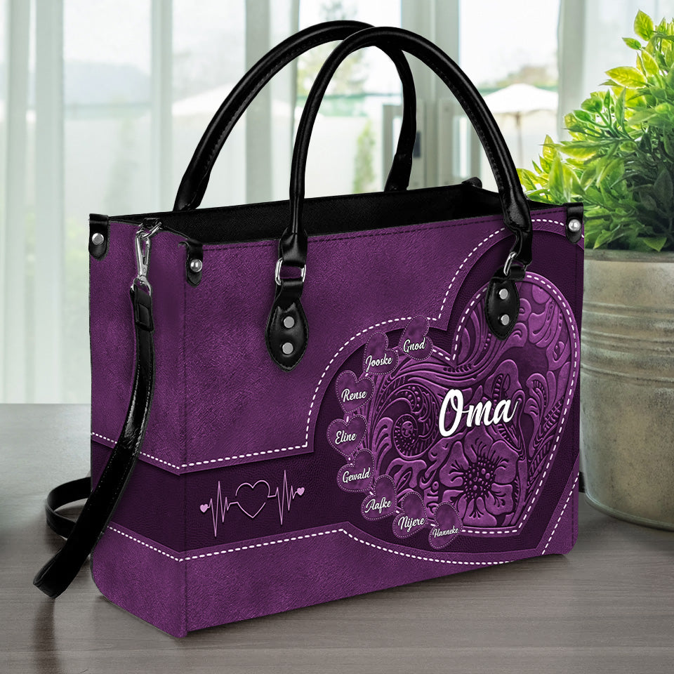 Generaties van Liefde – Gepersonaliseerde Leren Handtas voor Oma