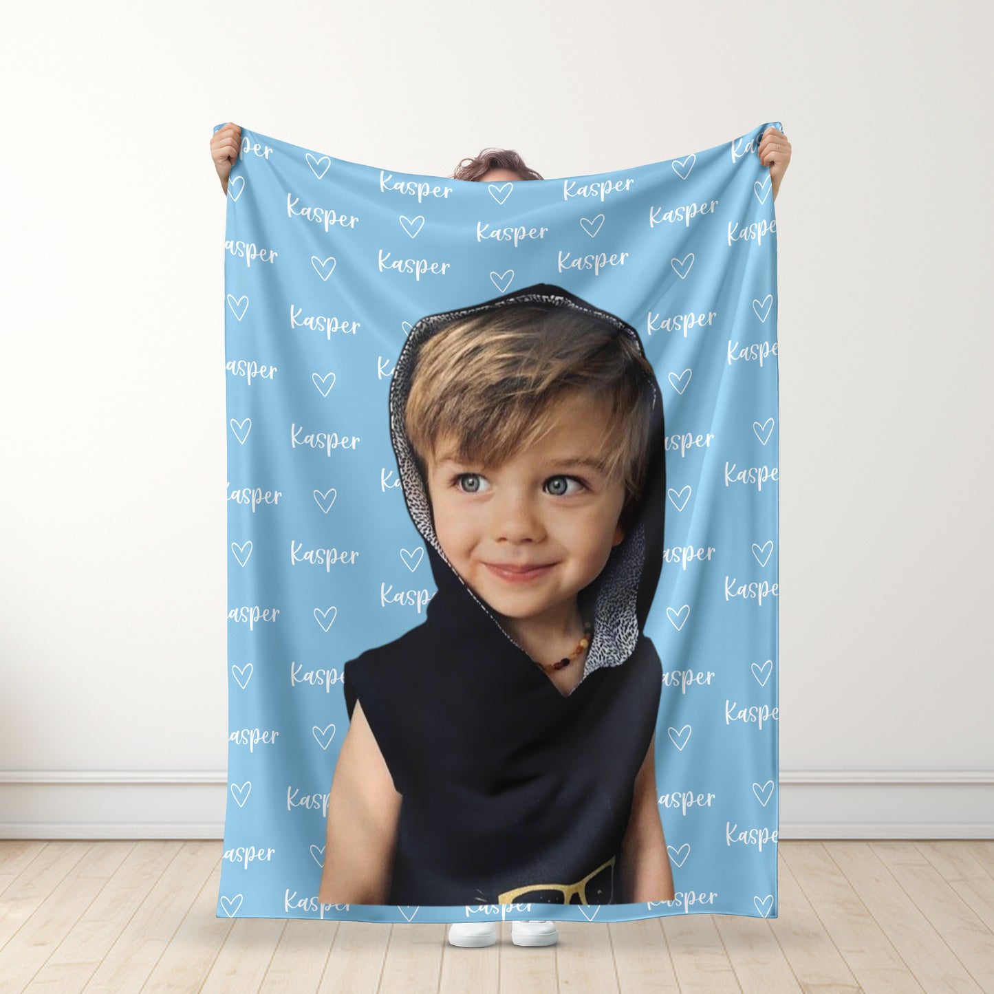Gepersonaliseerd Naam & Fotodeken – Cadeau voor Familie – Gepersonaliseerd Deken