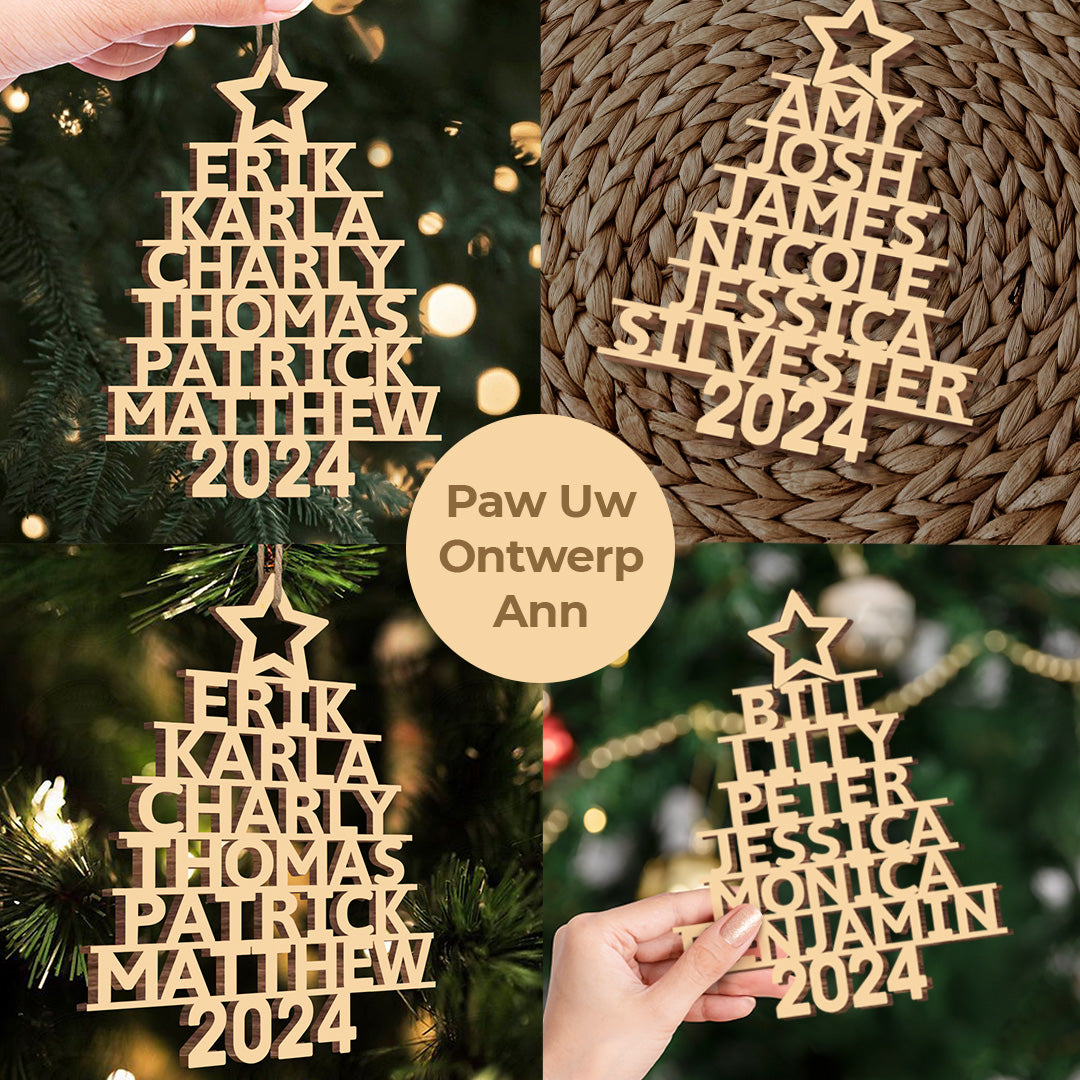 Gepersonaliseerde Kerstbal met Familienaam - Gepersonaliseerd Kerstcadeau voor Familie