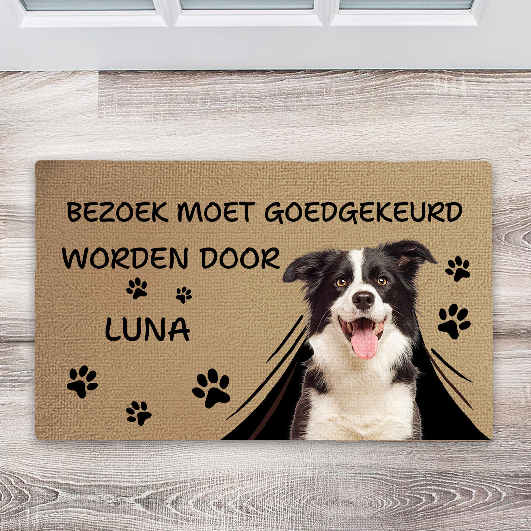 Bezoek Moet Goedgekeurd Worden Door - Cadeau voor Huisdiereigenaren - Gepersonaliseerde Deurmat