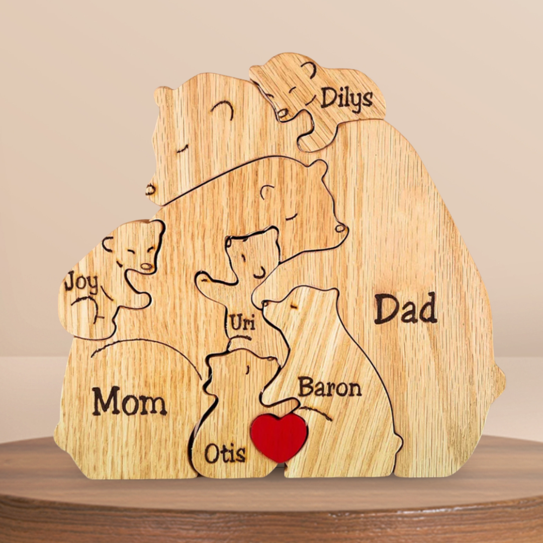 Gepersonaliseerde Houten Beren Familie Puzzel