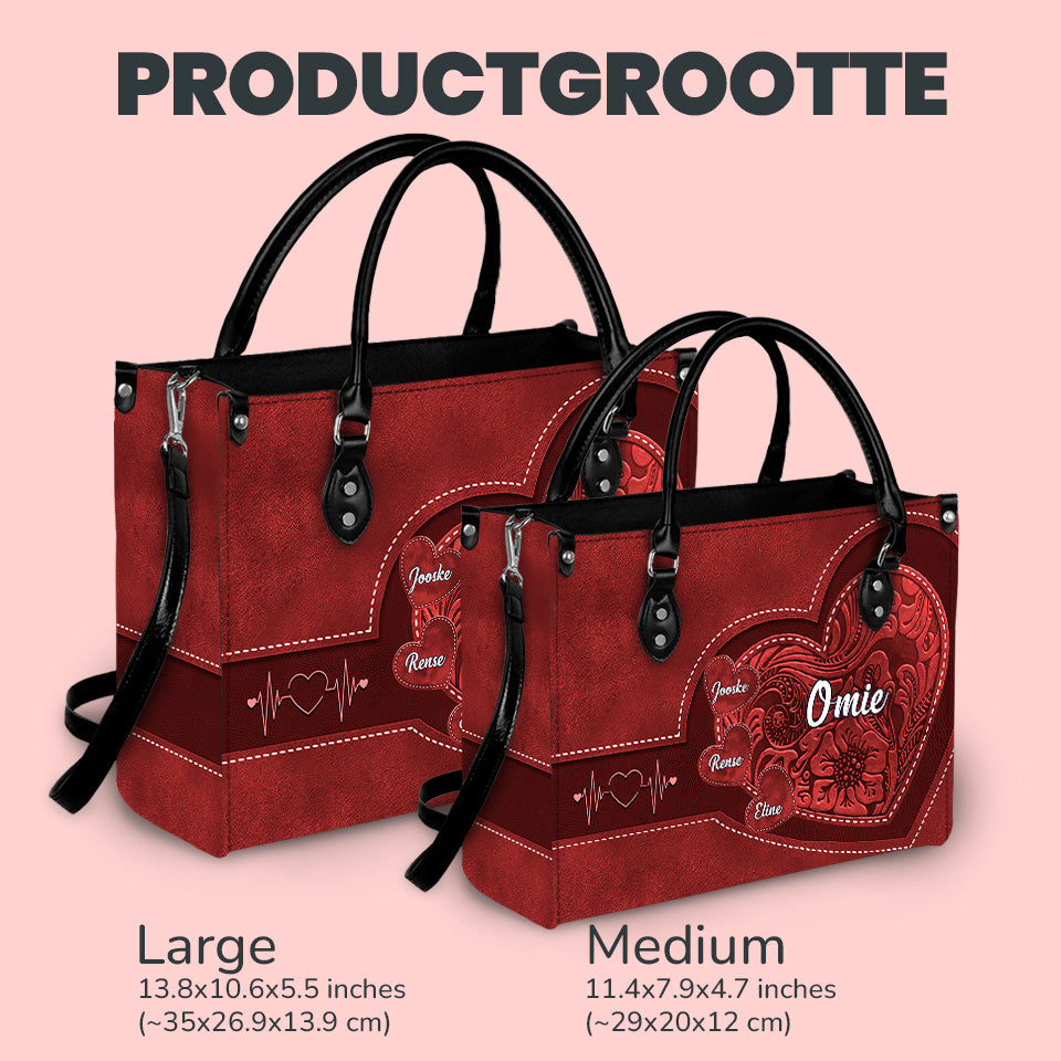 Generaties van Liefde – Gepersonaliseerde Leren Handtas voor Oma