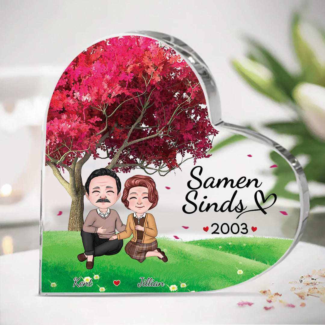 Samen Sinds - Cadeau voor Koppels - Gepersonaliseerde Hartvormige Acrylplaat