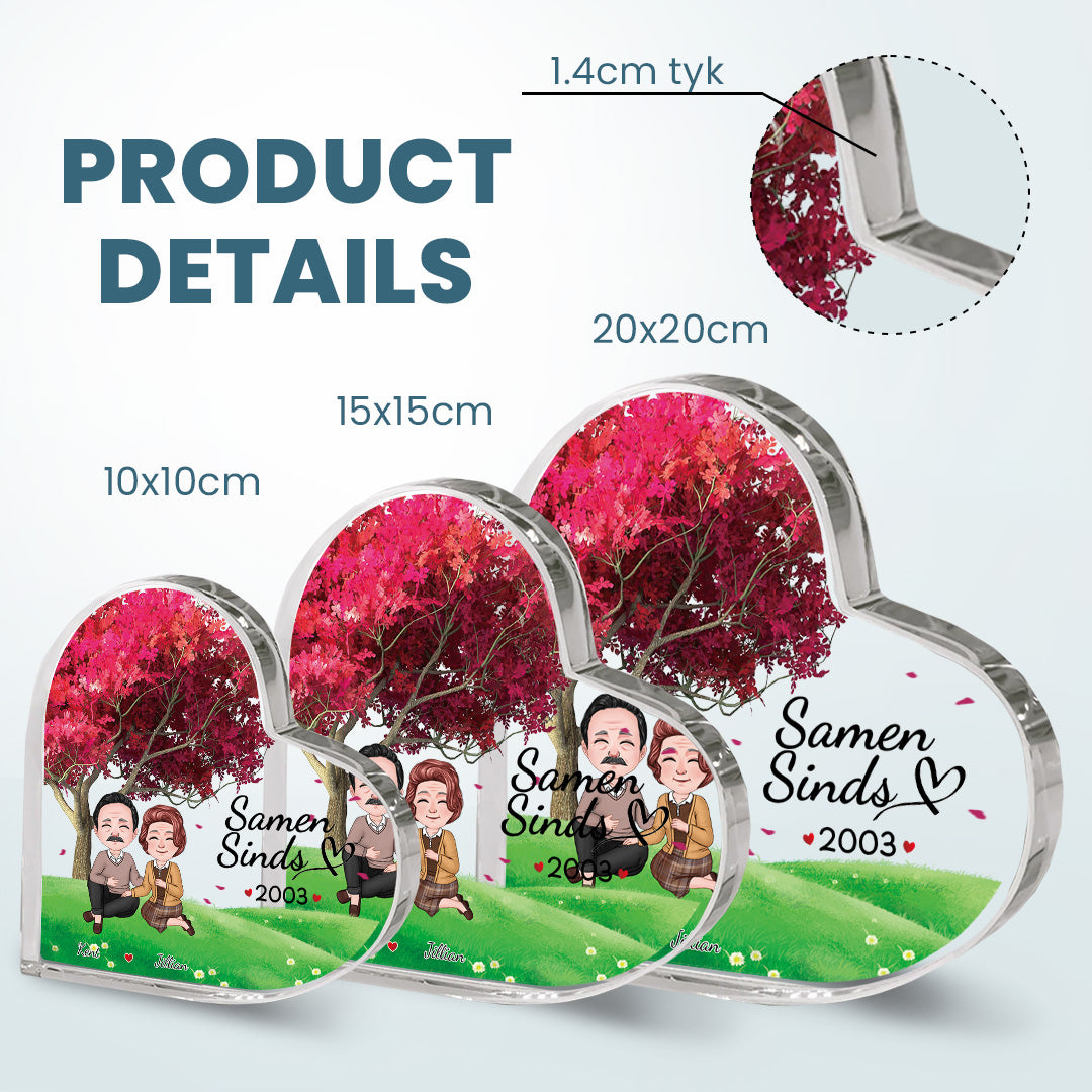 Samen Sinds - Cadeau voor Koppels - Gepersonaliseerde Hartvormige Acrylplaat