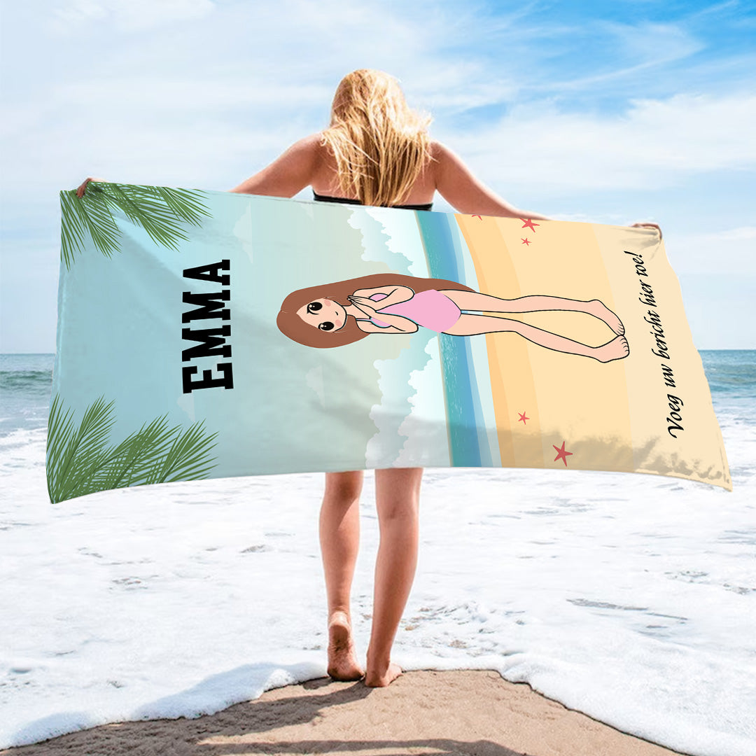Op het Strand - Premium Gepersonaliseerd Strandlaken Voor Haar™