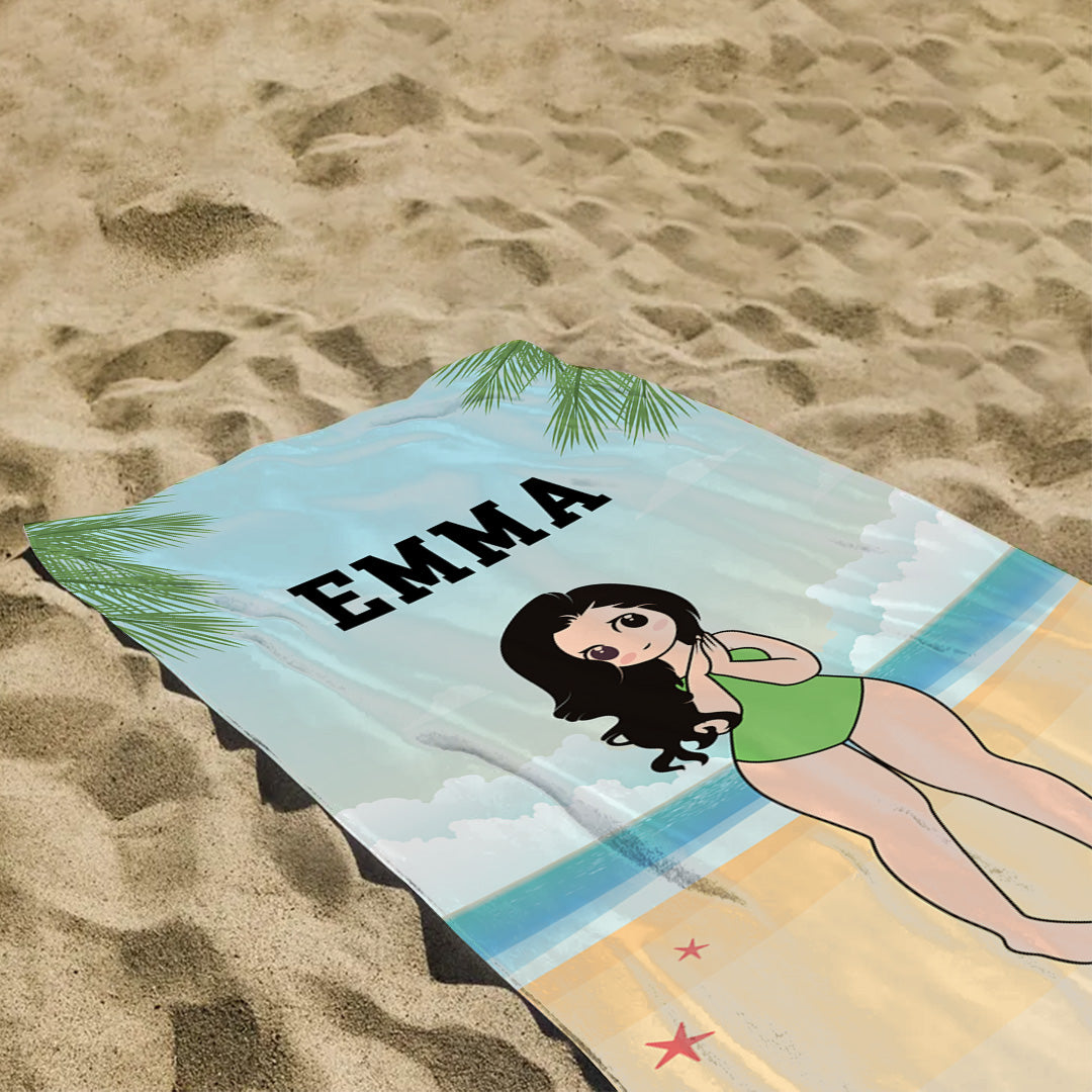 Op het Strand - Premium Gepersonaliseerd Strandlaken Voor Haar™