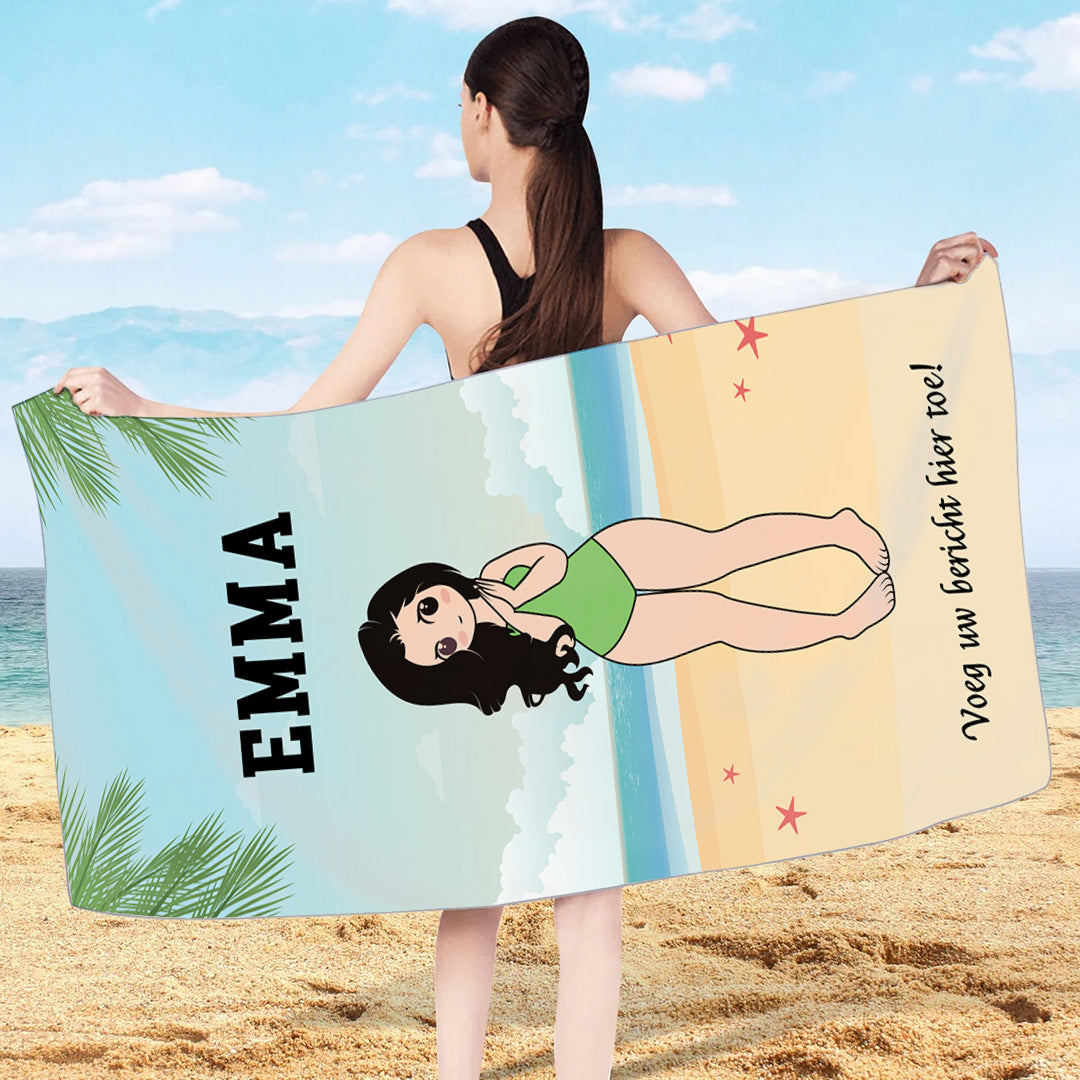 Op het Strand - Premium Gepersonaliseerd Strandlaken Voor Haar™