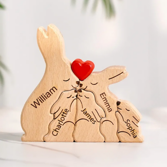 Paashaas Puzzel - Cadeau voor de Familie - Gepersonaliseerde Houten Puzzel