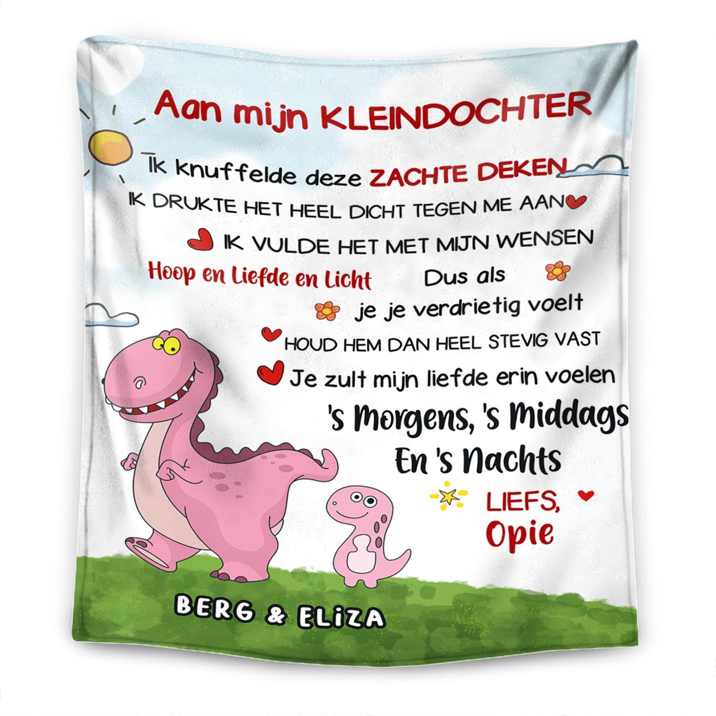 Voor mijn kleindochter/kleinzoon - Gepersonaliseerde Premium Deken met Dinosaurusthema™