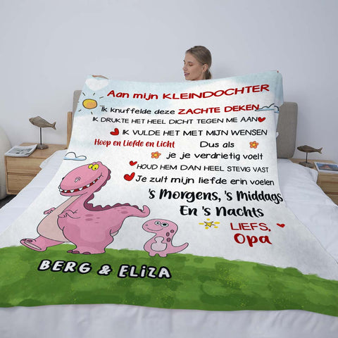 Voor mijn kleindochter/kleinzoon - Gepersonaliseerde Premium Deken met Dinosaurusthema™